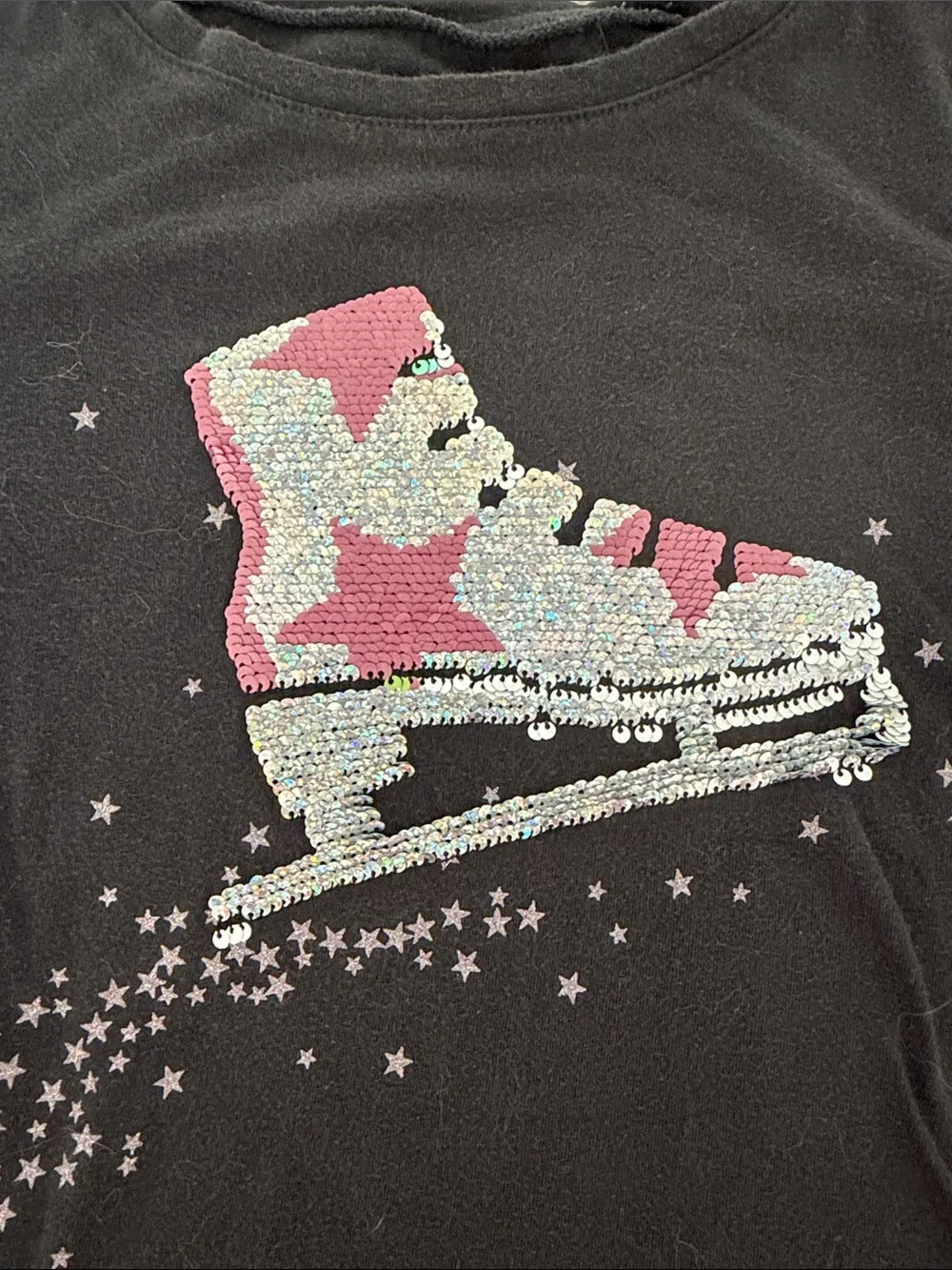 Gap Girls' Black Long-Sleeve Top with Sequin flipee Ice Skate